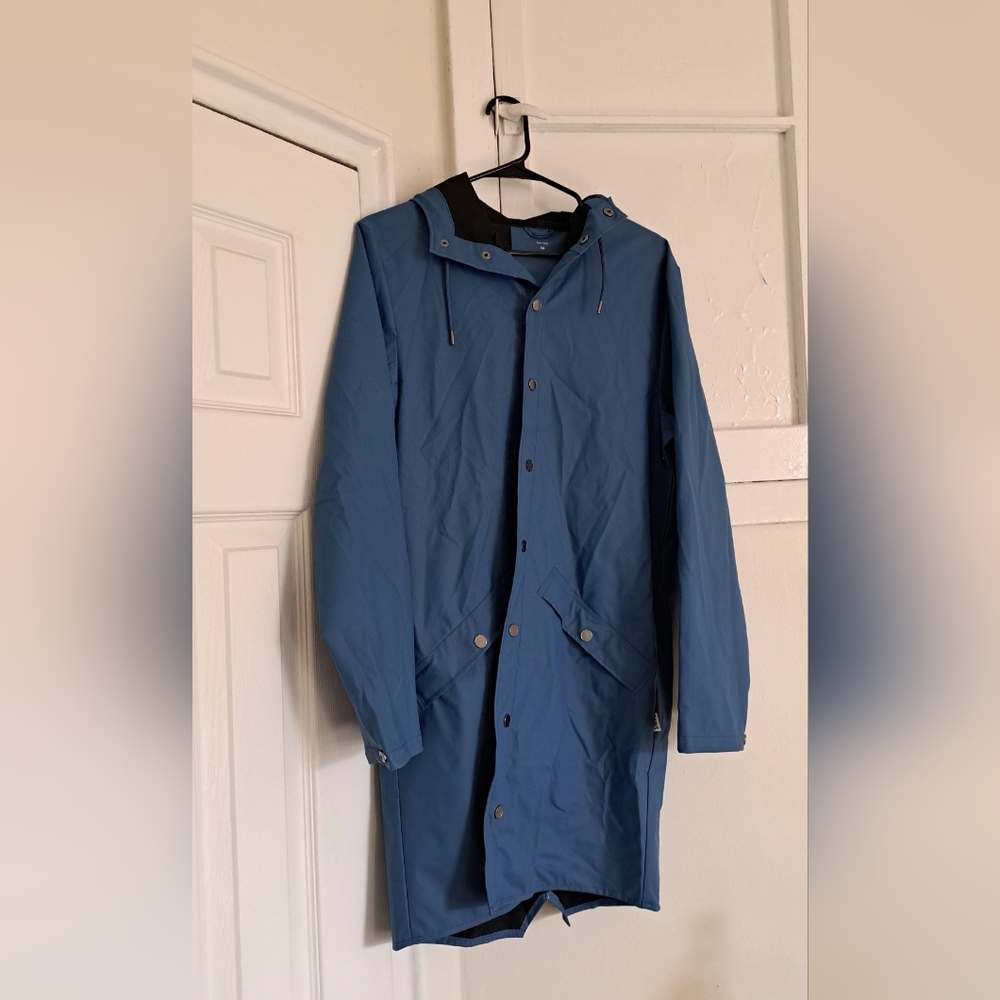 Rains Blue Hooded Raincoat